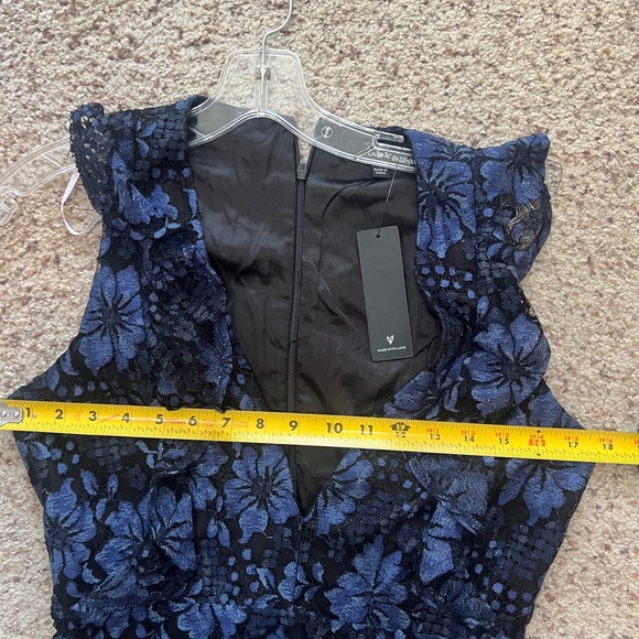 Lulus Molinetto Navy Blue Lace Ruffled Tiered Sleeveless Maxi Dress size Small - Picture 6 of 10